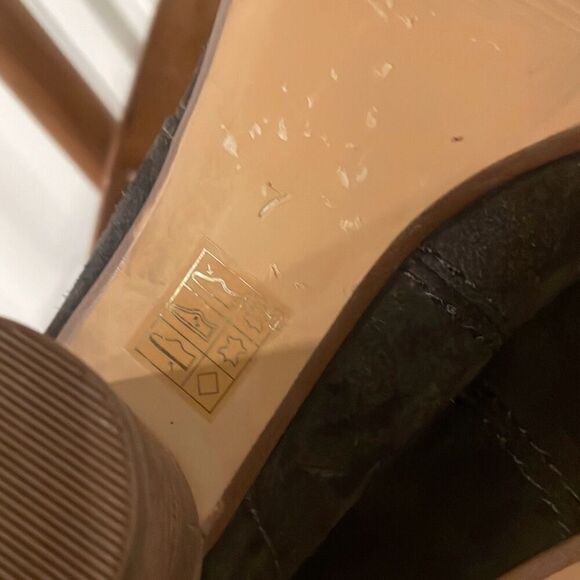 Madewell brown chocolate suede fold down tie back heeled bootie 7 - Picture 6 of 9